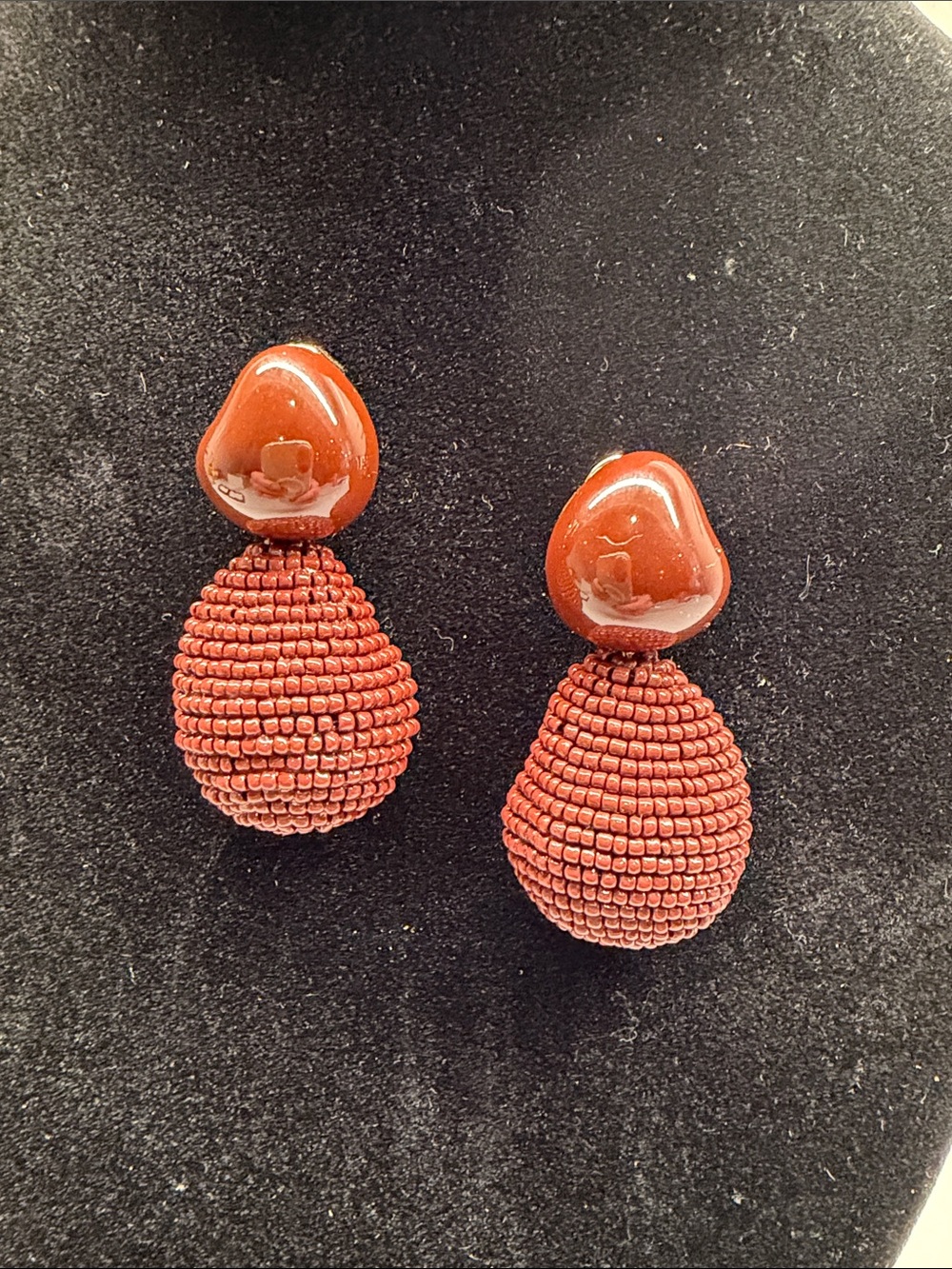 Chocolate Brown Drop COS Earrings with Glossy Top